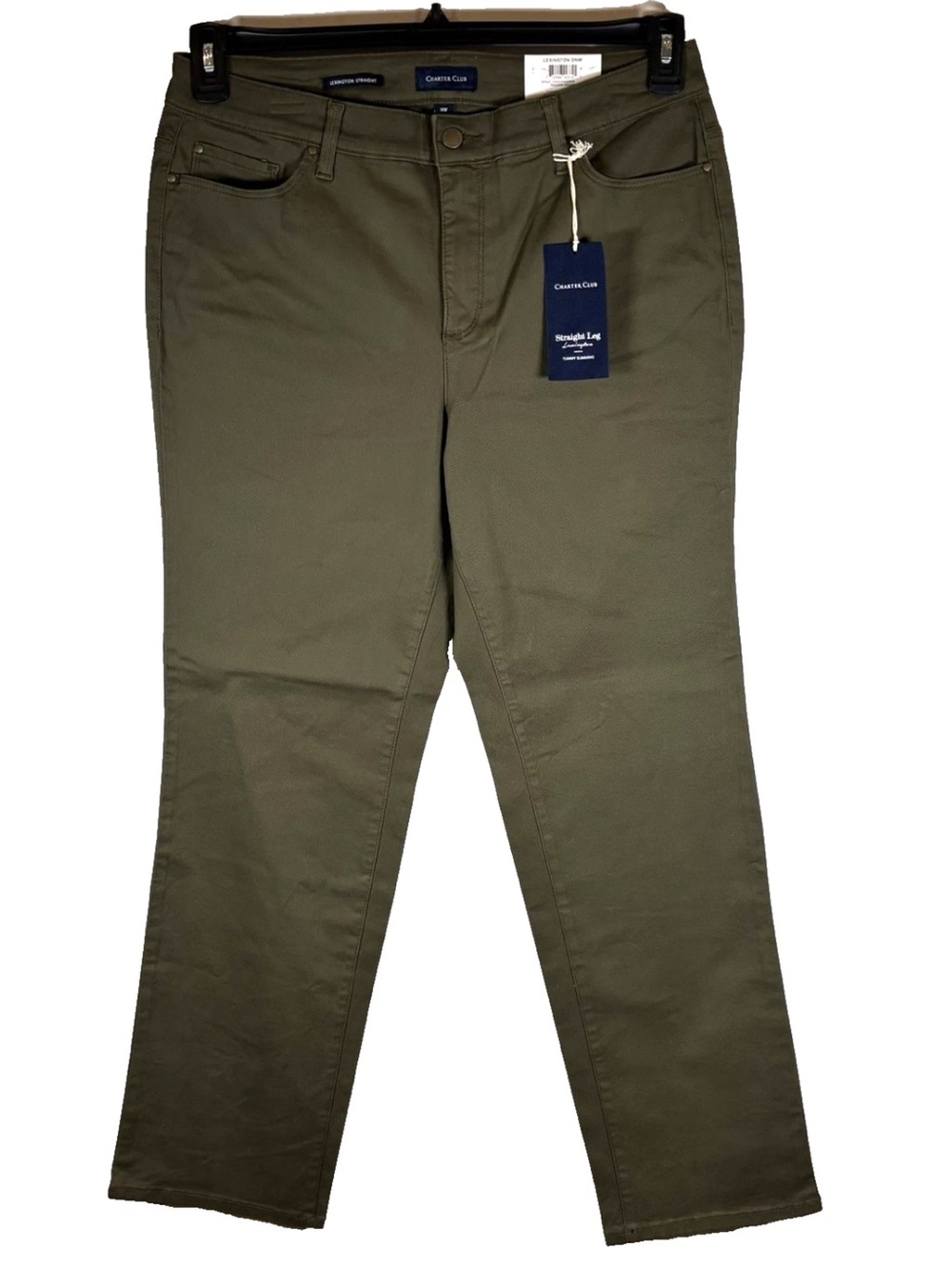 Charter Club Jeans Women’s 14W Olive Green Lexington Straight Leg Tummy Slimming